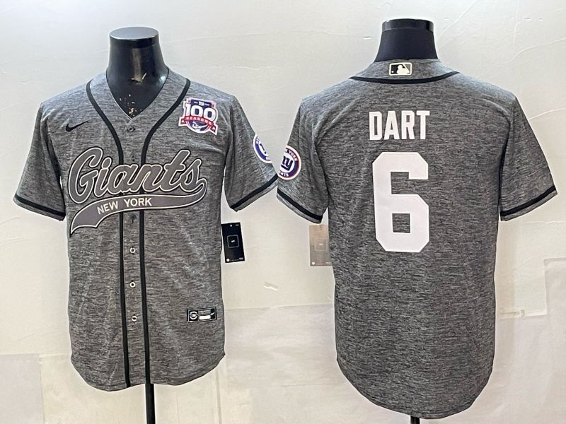 Men 2025 New York Giants #6 Dart Grey Joint Name Nike Limited NFL Jersey 06->new york giants->NFL Jersey